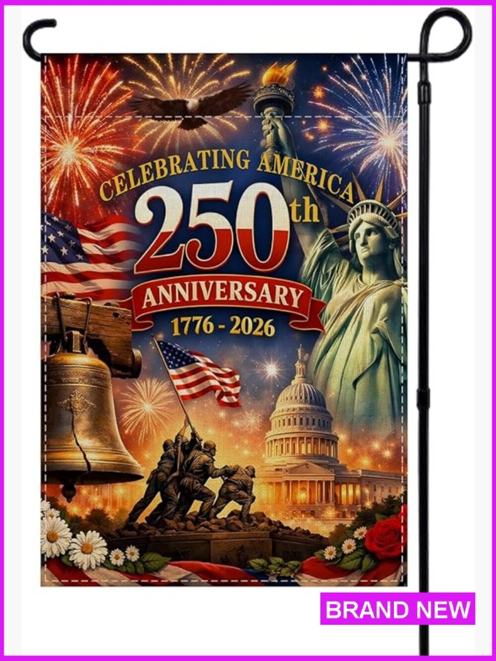 250th Anniversary USA Garden Flag 1776-2026 Patriotic Party Decor Yard Banner